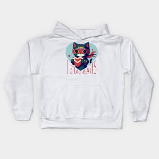 CAT SUPERHERO WITH HEART Kids Hoodie